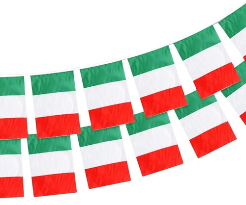 GUSTO Bandierine Italia Nazionale Tessuto Resistente allo Sbandieramento Feste Sport cm 21 x 14 (2 set Ghirlanda da 20 bandierine)