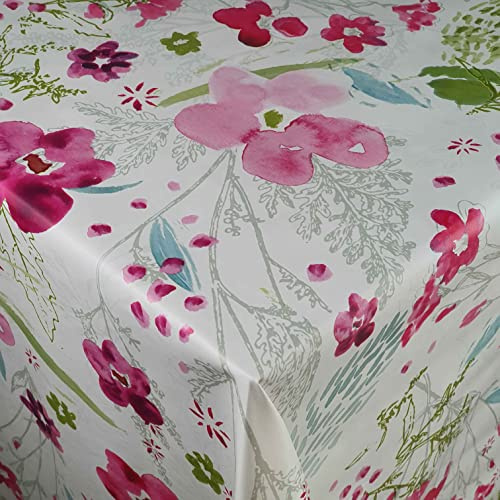 Wachstuch Wachstischdecke Tischdecke Gartentischdecke Größe wählbar Bloom Blume Pink Eckig 130 x 160 cm abwaschbar