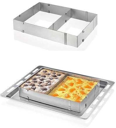 Smart-Planet Kuchenform Backrahmen rechteckig verstellbar Tortenring eckig - individuell Edelstahl zum Backen Torten Form - Backform ausziehbar