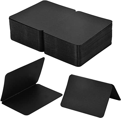 100 Hojas Tarjetas Plegables en Blanco, 10 x 14 cm Tarjetas Felicitación de Bricolaje de 300 g/m², Tarjetas de Felicitación de Regalo para Manualidades, Invitación, Cumpleaños, Navidad (Negro)