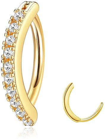 JeryWe Clicker Piercing Nombril Acier Chirurgical Piercing Nombril Anneau 14G Or Percing au Hypoallergénique CZ Courbé Inversé piercing Anneau pour Femmes Anneaux Bijoux de Corps Ventre 10/12mm