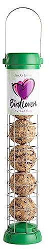 Jacobi Jayne® Vogelfutterstation für kleine Vögel, mittelgroß, für bis zu 6 Meisenknödel. Leicht zu reinigender Futterspender mit Schnellentriegelungsboden