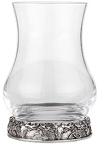 A E Williams Stag Whisky Tasting Glass Set with Pewter Base | Heavy Bottom Design | Large Dram Glasses for Perfect Party Gift