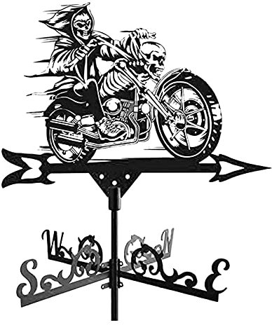 Exquis métal girouette Ornement Fou Moto girouette en Acier Inoxydable extérieur girouette Cour Vent girouette Direction Vitesse du Vent indicateur de Direction décor de scène de Ferme