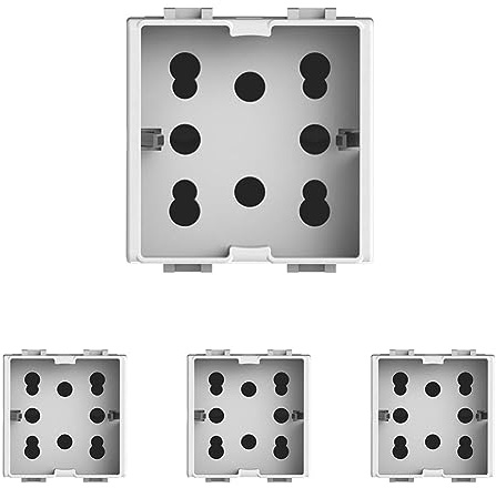 4Box, Side, Presa da Incasso Multistandard 1 Shuko + 2 Bipasso, Compatibile con Bticino Matix, 250 V, Bianca (Confezione da 4)