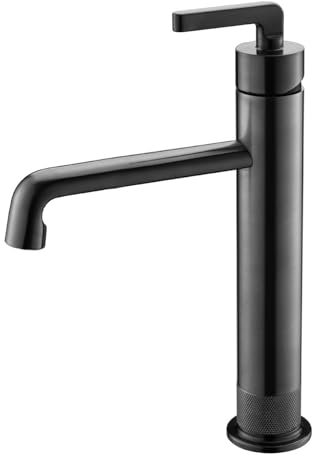 Waschbecken Für Badezimmer Wasserhahn Aus Gebürstetem Gold Aus Messing Erhöhtes Gun Black Einfacher Warm- Und Kaltwasserhahn Hohes Schwarz