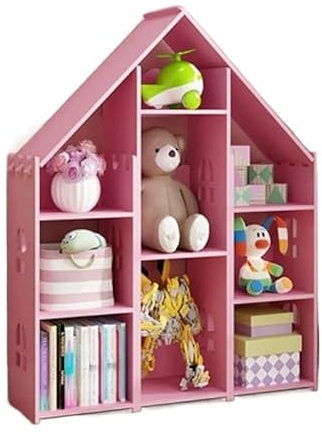 Bücherregal Bücherregal In Hausform WPC-Bücherregale Mehrschichtiges Bücherregal Lesen Von Bilderbüchern Studenten-Bücherregal Schließfächer Bücherregale Multifunktionales Bücherregal (Color : Pink)