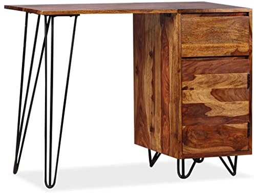 CKioict Schreibtisch mit 1 Schublade und 1 Schrank Massivholz Schreibtisch kinderschreibtisch Schreibtisch mit stauraum Geeignet für Büros, Wohnungen, leerstehende Räume