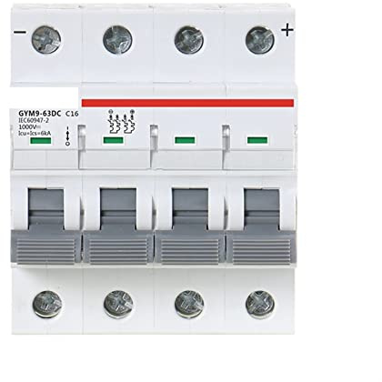 Interruptor automático Disyuntor MCB DC1000V MCB Mini disyuntor DC6A 10A 16A 20A 25A 32A 40A 50A 63A 4 polos (Size : 20A)