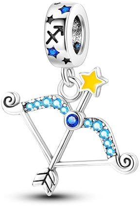 Ciondolo con segno zodiacale che si illumina al buio, in argento Sterling 925, compatibile con braccialetti Pandora Moments, 4mm Hole, Metallo Argento sterling, Nessuna pietra preziosa