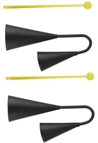 ifundom 2 Satz Kuhglocken Aus Metall Doppelohrige Handpercussion Kuhglocke Mit Schlägel Klares Klangspiel Für Kinderspielzeug Und Haustiertraining