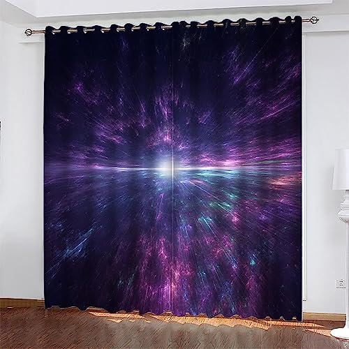 Kinder Vorhänge Schlafzimmer Lila Galaxie Meteor Schiebegardinen Blickdichter Vorhang Mit Ösen Verdunkelungsgardine, Vorhänge 3D Wohnzimmer Bedroom Children's Room 2 X -9F6W7H5S7O6