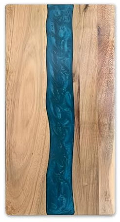 Acacia Wood Resin Charcuterie Board,18 * 9 inch,Expoxy Resin Ocean Blue Wave Pattern Cutting Board for Kitchen and Mini bar,Reversible Board for Meat, Cheese, Bread, Vegetables, Fruits