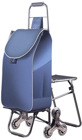 Einkaufstrolley Einkaufswagen Shoppingtrolley Einkaufswagen Mit 6 Rädern Und Sitz Für Ältere Menschen, Tragbarer, Zusammenklappbarer Einkaufswagen Mit Einkaufstasche Für Lebensmittel, Treppen Treppens