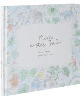 Stellou & friends Babybuch- Mein erstes Jahr, Babyalbum Erinnerungsbuch für schönsten Momente fürs 1. Lebensjahr, Geschenk zur Geburt für Mädchen & Jungen, 74 Seiten, Hardcover, Made in Germany