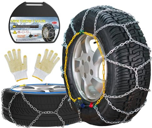 Chaînes Neige Automatiques, 2 Pièces x 12mm, Montage Rapide en 1 Minute des Chaînes Neige Avec Tendeur Automatique,Chaîne de Traction Universelle de Secours Pour Voitures, Pickups et SUV (HKN 120)