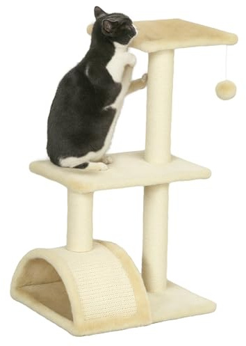 PawHut Arbre à Chat Arbre à Grimper griffoir pour Chat Hauteur 72 cm Balle Suspendue crème