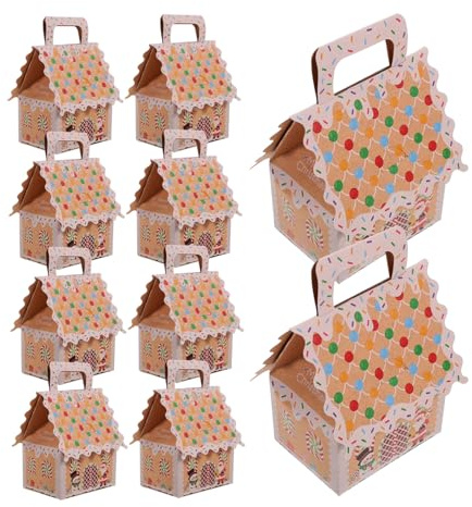 Alipis 10 Cajas de Galletas de Jengibre con Asa, Caja de Obsequio para Dulces Navideños, Adorno Festivo para Fiestas de Navidad