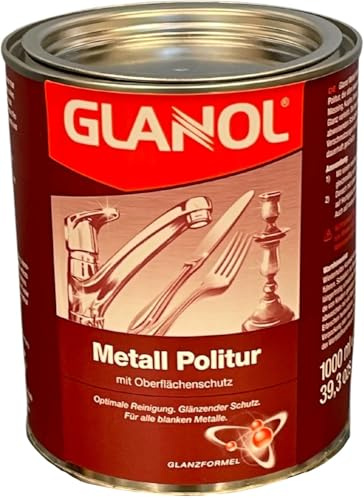 Chabrias Ltd GLANOL WENOL Metal Polish 1 x 1000ml tin - Heavy Duty Metal Cleaner and Surface Protection Polish for Brass Copper Silver Chrome Stainless Steel and Gold Shine Restoration