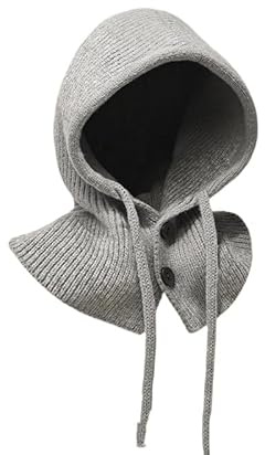 ThiCc Écharpe à capuche en tricot pour femme avec bouton – Cagoule d'hiver chaude tout-en-un en tricot doux et confortable protection des oreilles pour les activités de plein air, bandana tricoté