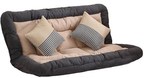 Lazy Sofa Bed Bodenstuhl mit 2 Kissen, 5-Fach verstellbares Liegesofa mit technischem Stoff, muss zum Spielen und Gaming Nicht an Einer Wand verwendet Werden (braun, 90 x 130 cm)