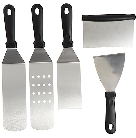 MAGICLULU 5stücke Stainless Steel Pizza Schaufel Set Teiliges Profi Werkzeug Für Pizzabäcker Mit Praktischem Kunststoffgriff Und Perforiertem Design Für Böden Für Grill Und Ofen