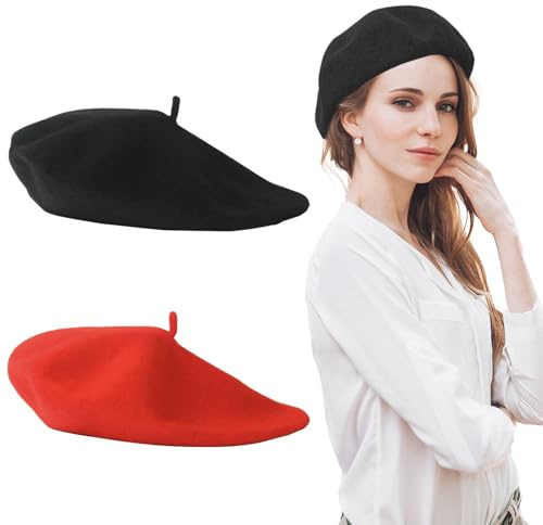 AWAVM Béret et Chapeau mélange français, français Vintage, Hiver Automne, Dames, Couleur Unie Classique, Casquette élégante, Douce et Extensible, Taille Unique Noir
