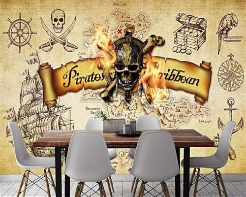 Vintage Skull Portrait Sailboat Bird 3D Wallpaper Office Living Room Sofa Bedroom TV Background Wall Decoration-430cm×300cm