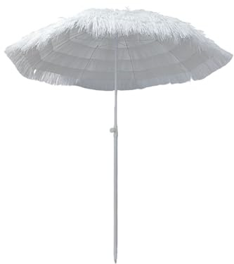 DYPJHEO Paglia Ombrelloni con Frange Bianche, Altezza Regolabile, Ombrellone da Giardino Pieghevole, Senza Base, per Spiaggia, Balcone, Patio, Terrazza, Ponte, Piscina, Campeggio