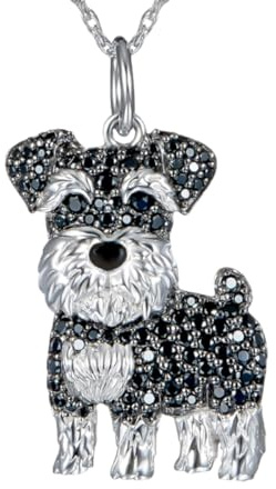 DUTACK Collana con ciondolo Schnauzer da donna, elegante gioiello per amanti dei cani, regalo dettagliato a tema animale, catena regolabile per l'uso quotidiano, Medio, Lega di acciaio, Abalone