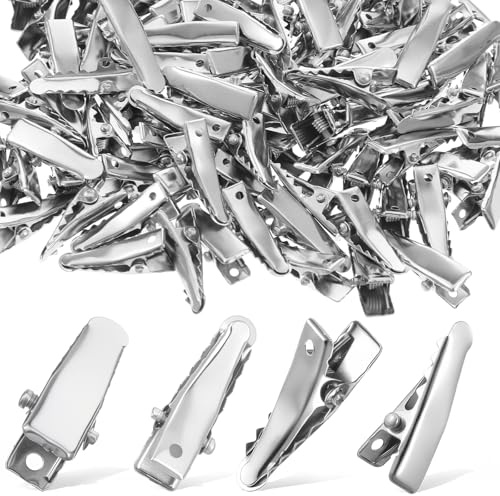 HJZHII 100 stycken krokodilklämmor hårspänne, 25 mm liten metallhårklämma | Bågtillverkning mini gör-det-själv frisörklämma liten krokodilklämma för tänder slipning hantverk tillbehör konstbehov