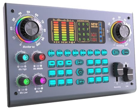 Sirxlevcy Carte Son Professionnelle pour Podcast en Direct, Mixeur DJ, Équipement de Mixage Audio pour Enregistrement sur PC, Chant, en Streaming