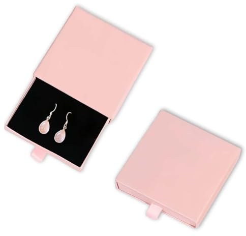 Yowfond Scatola Regalo Elegante per Gioielli - Porta Collane, Anelli e Orecchini con Cuscino in Feltro - Design a Cassetto Compatto (9 x 9 x 1,7 cm) - Confezione Raffinata e Protettiva