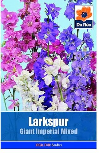 Flower Seeds Larkspur Giant Imperial Mixed - 285 Seeds Packet Plant Bedding Borders Containers Pots Grow Your Own Garden Plant Seed