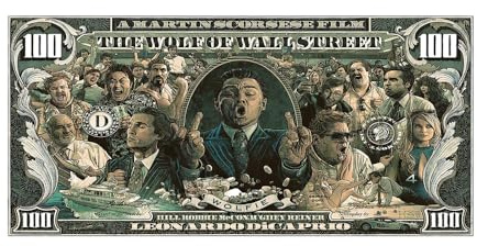 Leinwand Bilder 100 Dollar Graffiti Money Art Leinwand Malerei Poster Drucke Leinwanddruck Wolf der Wall Street Pop Art für Wohnzimmerdekoration Moderne Kunst Zimmer Deko (w396, 70x140cm Kein Rahmen)