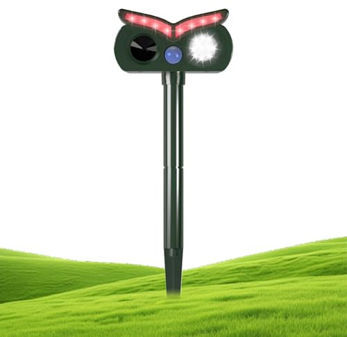 Repulsif pour Cerfs,Ultrasonique Solaire Anti-Oiseaux Extérieur | Design Chouette Étanche IPX4 pour Camping Car Clôture Jardin Terrasse Poulailler Piscine Pelouse Maison