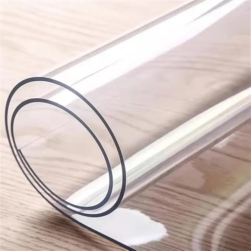 PVC transparente Tischdecke und Tischmatte Schutzfolie Kratzfest hitzebeständig Raumdekor 1,5 mm, Dicke 1,5 mm, 80 x 150 cm