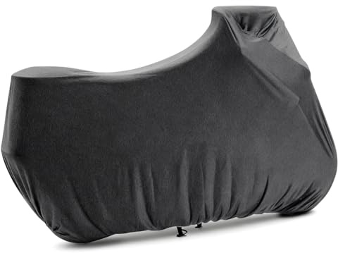 BHIEE Housse de Moto Intérieur Élastique – Tissu Stretch Respirant, Anti-poussière pour Garage, Protection Moto 245 x 104 x 125 cm, Gris chiné foncé