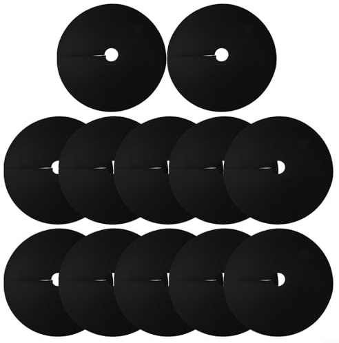 Gdfnmogo Lot de 12 tapis de paillis pour lutter contre les mauvaises herbes, tapis de protection contre les mauvaises herbes, tissu paysager pour verger, ferme, cour, entretien des plantes, tissu noir