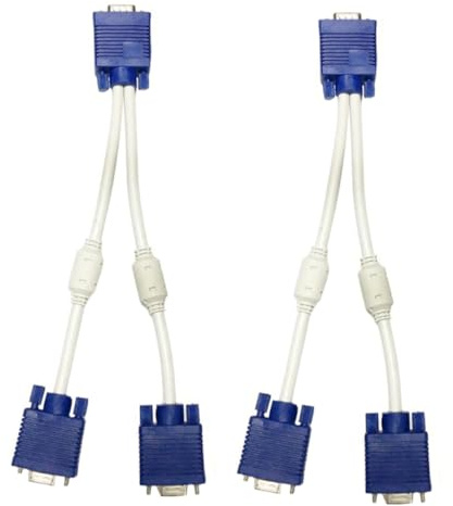 SOIMISS Cable Vga Divisor Macho a Doble Salida Hembra para Monitor y TV, Adaptador para Duplicar Pantalla, Cable Vga 0,3 M Flexible para Uso en PC y Dispositivos Electrónicos, Color Negro, 2 Piezas