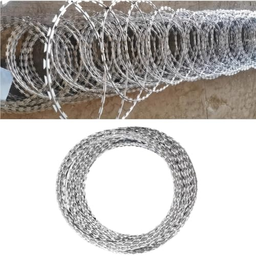 GZHERVICES Stacheldrahtband, Verzinkter Stacheldrahtzaun, Verzinkter Stacheldraht, Feuerverzinkte Stacheldrahtrolle, Stacheldraht, Effektiver Schutz Für Zäune(50cm)