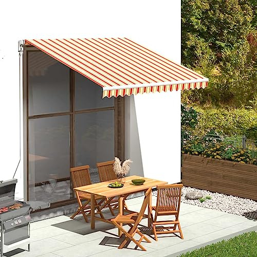 Pergola Adossée Voile Ombrage Rétractables pour Patio, Tissu de Remplacement pour auvent Jaune et Orange 3x2,5 m pour Cour, Balcon, Jardin