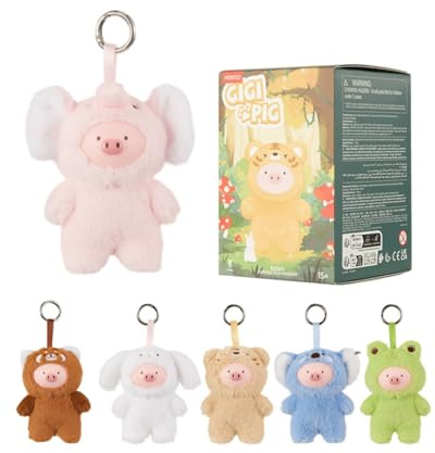 MINISO Mini Family Gigi Plush Blind Box, 5.5 Inch Mystery Box Plush Figure Keychain, Cute Animal Toys Mystery Toy for Girls Boys, Collectible Small Bag Charm Pendant Surprise Box Gifts, Random One
