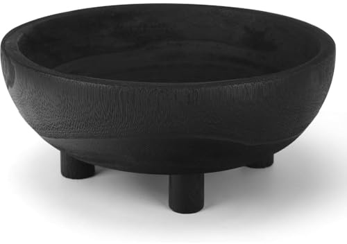 Hipzeepo Cuenco de Madera, Frutero Grande de 28 cm para Encimera de Cocina, Cuenco para Llaves para la Mesa de Entrada, Decoración Negra.