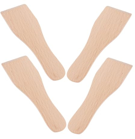 Kichvoe Lot de 4 Set de Spatules Cuisine en Bois de Hêtre Naturel, Petites Spatules à Crème Pâtissière et Raclette, Ustensiles Résistants à L’usure pour Pâtisserie, Cuisson et Préparation