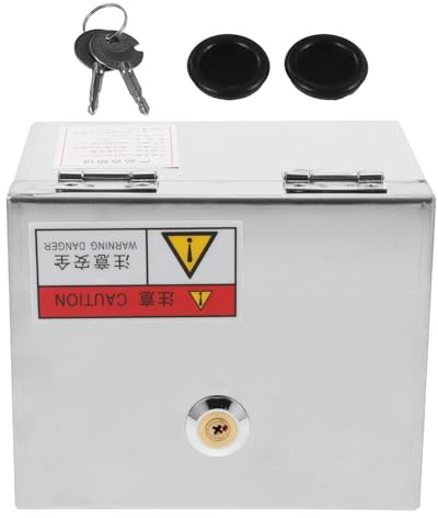 FONDOTIN Boîtier de Protection pour Prises Électrique Extérieur en Acier Inoxydable, Boîte de Sortie Étanche avec Serrure, Taille Moyenne, Coffre de Jonction pour Style Style