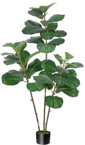 Fairblo Ficus Lyrata Artificial 150 cm Planta Artificial Interior con Maceta Arbol Artificial Grande Árbol de Higuera Lira para Hogar Jardín Balcón Oficina Decoración Interior y Exterior
