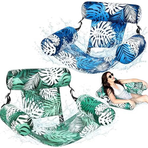 2 Stück Luftmatratze Pool, Aufblasbare Wasser Pool Spielzeug für Erwachsene, Schwimmende Pool-Flöße, Schwimmsitze, Wasserhängematte, Schwimmhängematte, Wasserspielzeug für Erwachsene und Kinder