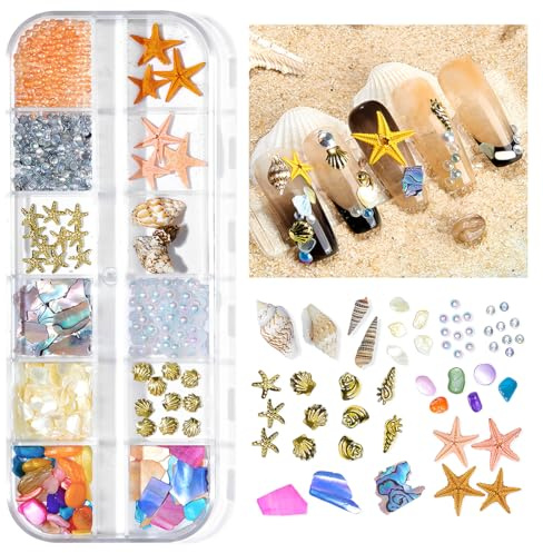 LAKVIL Adornos 3D para uñas con estrellas de mar, decoración para uñas acrílicas oceánicas (A)