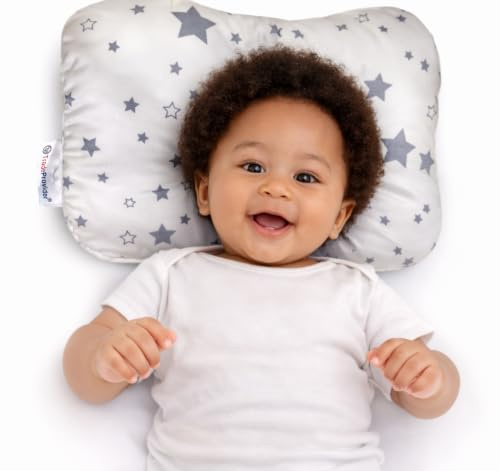 TradeProvider Baby Head Support Cushion for Pram, Pushchair & Stroller, Soft Breathable Cotton Newborn Infant Travel Support Pad, Machine Washable, Supervised Use, Not for Sleep (Starlight Grey)
